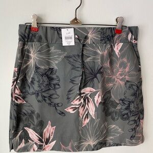 J. Jill Olive Green and Pink Tropical Floral Skort XS petite NWT